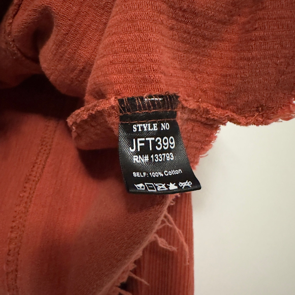 POL Rust Corduroy TRUCKER JACKET Bohemian DISTRESSED Frayed Hem Women's M - Picture 7 of 10